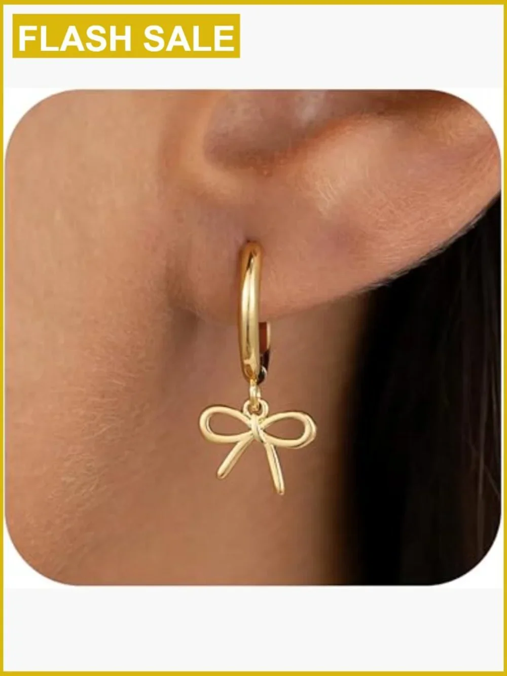 Gold Bow Earrings for Girls Women - Cute Pearl CZ Huggie Hoop Stud